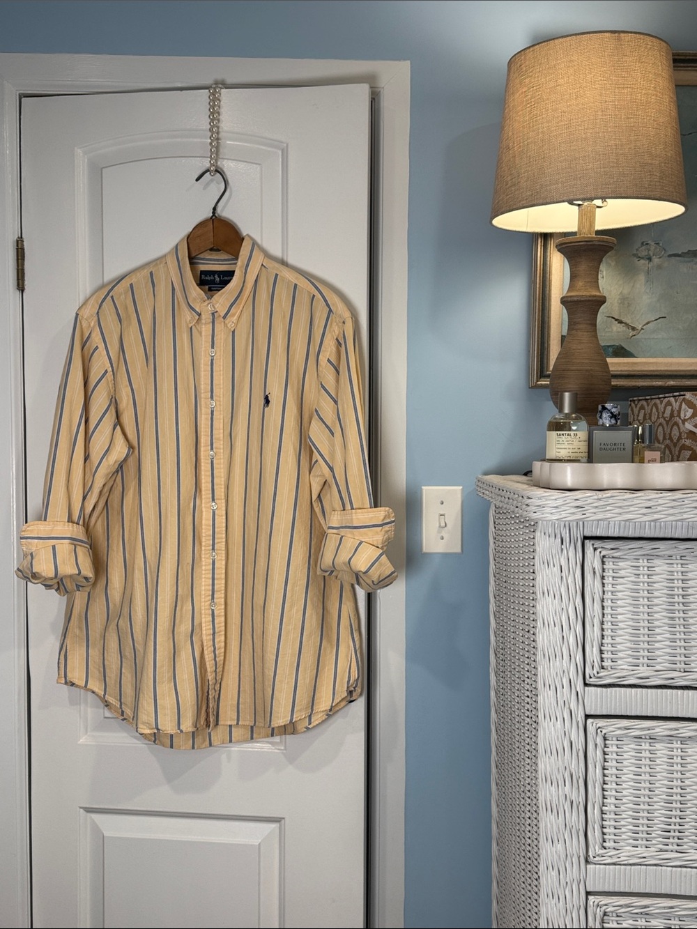 Ralph Lauren Yellow and Navy Striped Button-Up Shirt